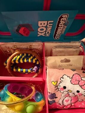 Multiples Pink Plush Character Toy Set with Colorful Pop Fidget